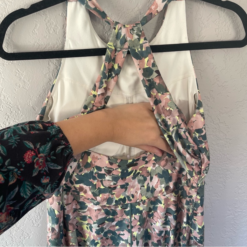 Prana Jewel Lake Summer Athletic Dress White Garden Green Floral Size M - Picture 7 of 10